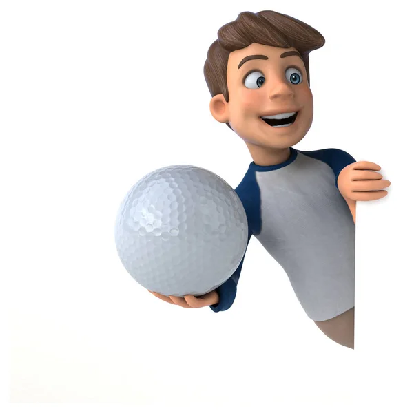 Desenhos Animados Personagem Divertido Adolescente Com Bola — Fotografia de Stock