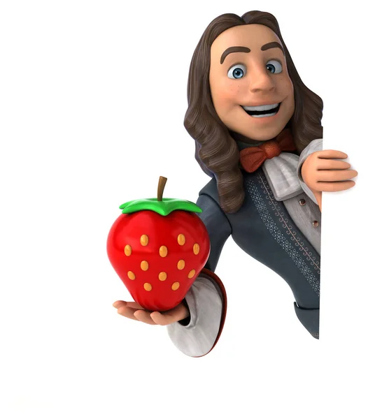 Illustration Eines Cartoon Mannes Historischen Barockkostüm Mit Erdbeere — Stockfoto