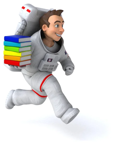 Divertido Astronauta Con Libros —  Fotos de Stock