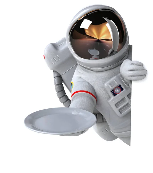 プレート付きの楽しい宇宙飛行士 — ストック写真