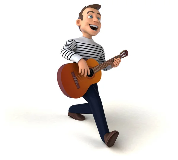 Divertido Personaje Casual Dibujos Animados Con Guitarra —  Fotos de Stock