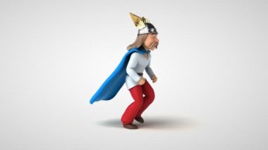 Eğlenceli gaulois çizgi film karakteri çalışıyor - 3 boyutlu animasyon  