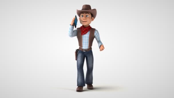 Cowboy Amusant Avec Smartphone Animation — Video