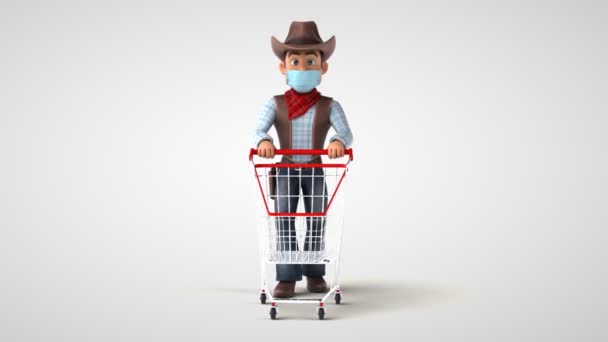 Fun Cowboy Mit Karre Animation — Stockvideo