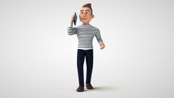 Personagem Desenho Animado Casual Divertido Com Smartphone Animação — Vídeo de Stock