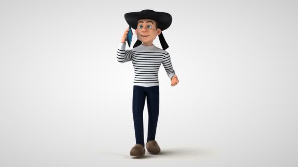 Spaß Cartoon Bretonische Figur Mit Smartphone — Stockvideo