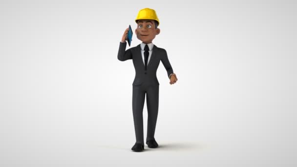 Cartoon Character Businessman Walking Smartphone Animation — Stock Video