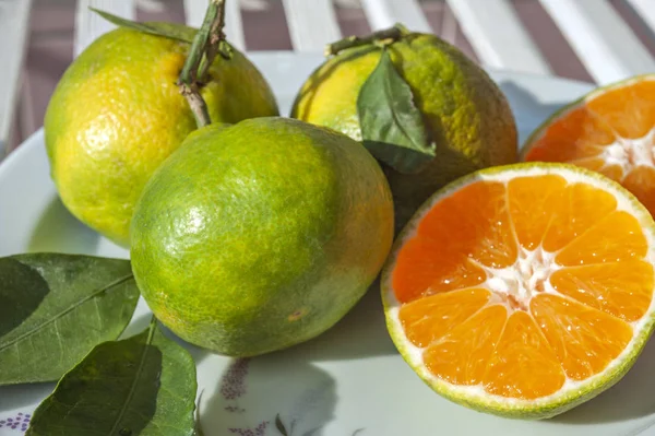 Yummy Green Tangerines Breakfast — Stock Photo, Image