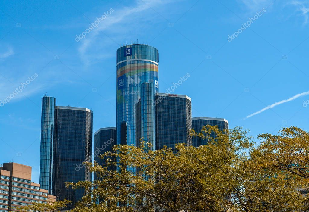 GM Renaissance Center, Rencen in Detroit, Michigan, USA - General Motors headquarter building