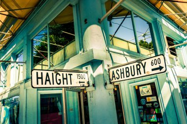 Haight Ashbury sokak işareti kavşak köşesi San Francisco, Kaliforniya, ABD