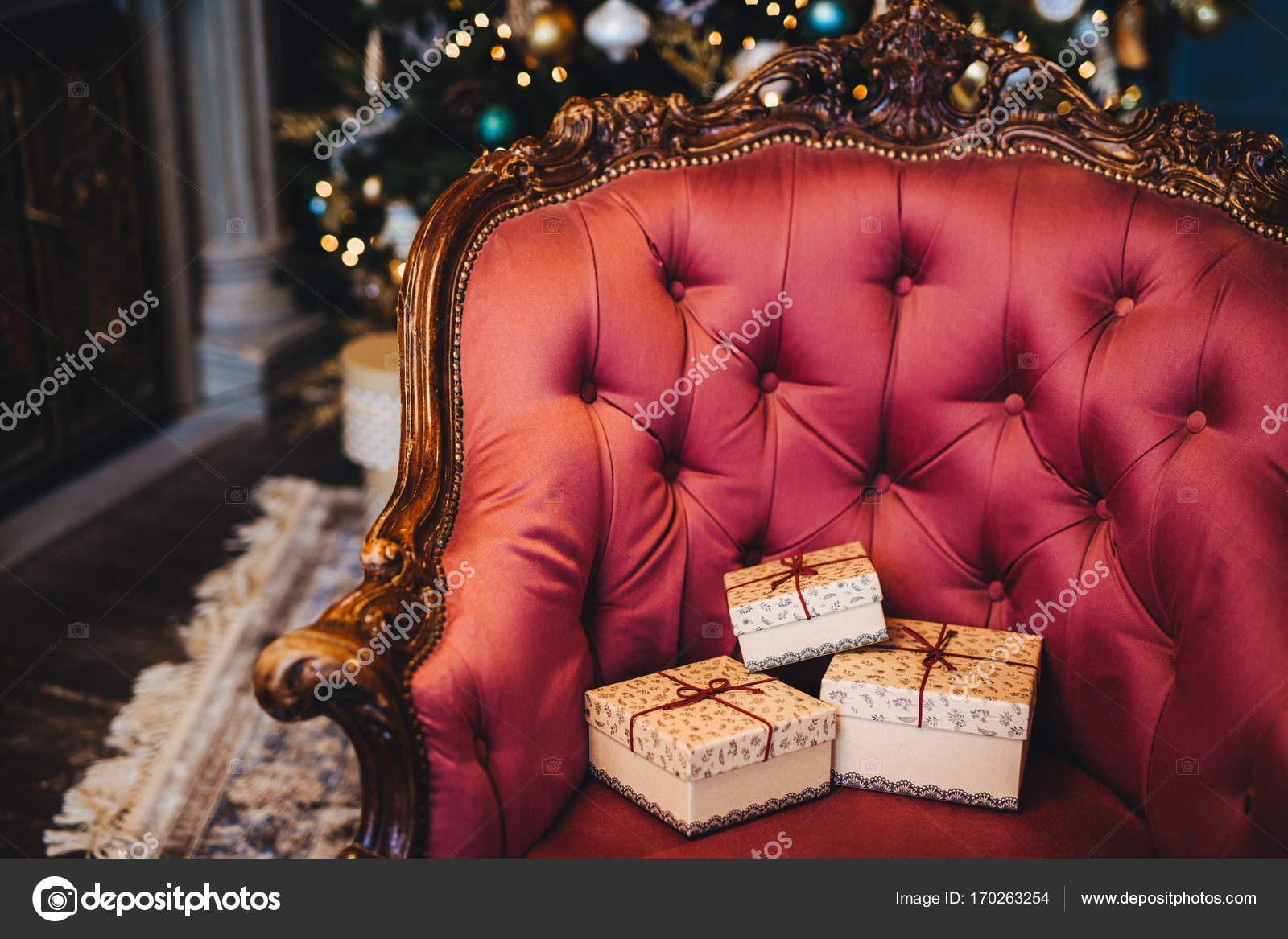 Horizontal Picture Of Wrapped Three Gift Boxes On Beautiful
