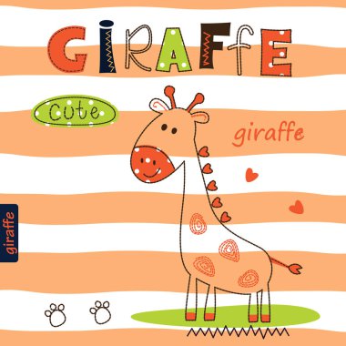 Çizgi film zürafayı ile sevimli vektör çizim