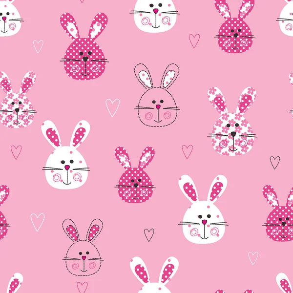 Childish seamless pattern with cute rabbits, abstract pattern wi — Stock Vector