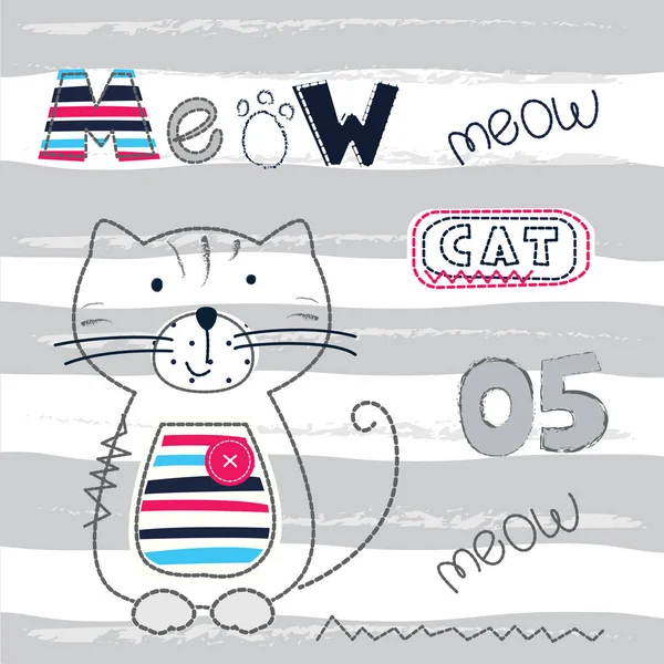 Vektor-Illustration mit niedlicher Cartoon-Katze — Stockvektor