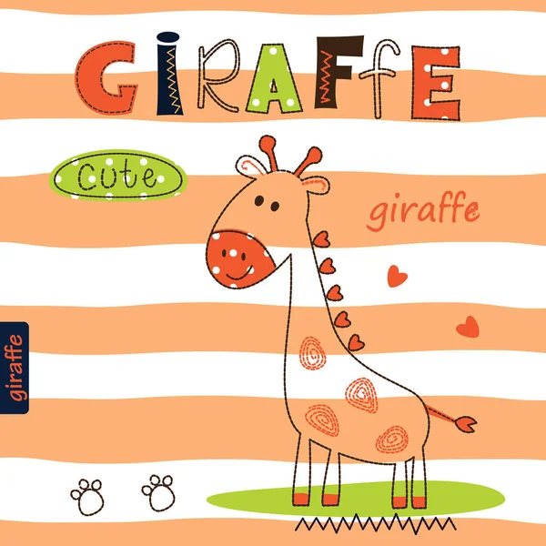 Graziosa illustrazione vettoriale con giraffa cartone animato — Vettoriale Stock