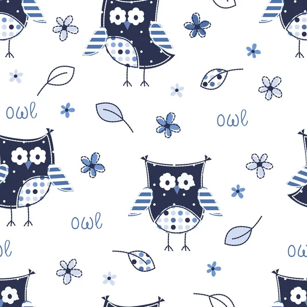 Seamless pattern with cute owls — Stock Vector