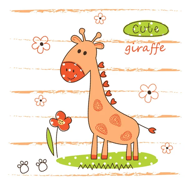 Ilustración vectorial con jirafa linda — Vector de stock