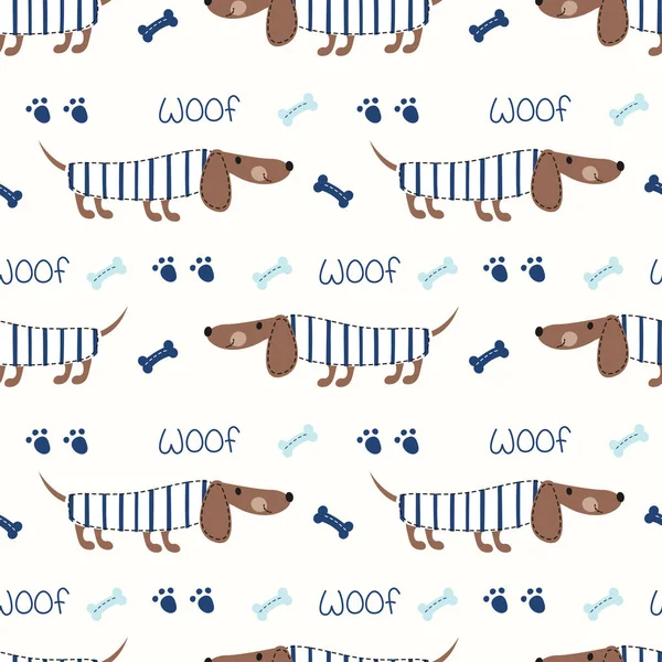 Seamless pattern with cute dogs and bones