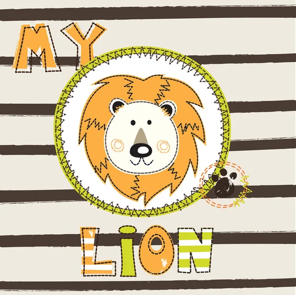 Vector Ilustración con león lindo — Vector de stock