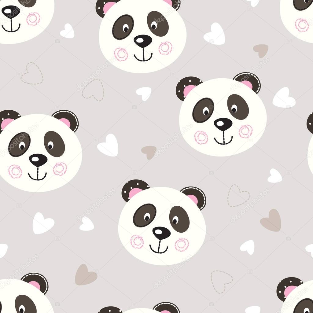 Seamless pattern with cute panda