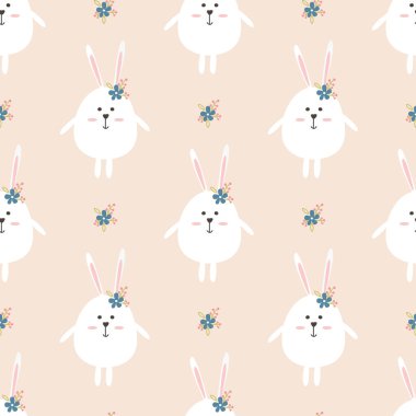 Tavşan ve çiçekler ile Seamless Modeli
