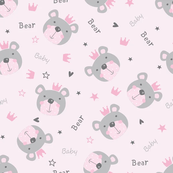 Cute Teddy Bear Têtes Motif Sans Couture — Image vectorielle