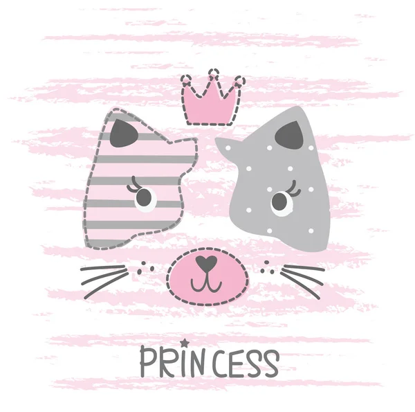 プリンセス猫とベクトルイラスト — ストックベクタ