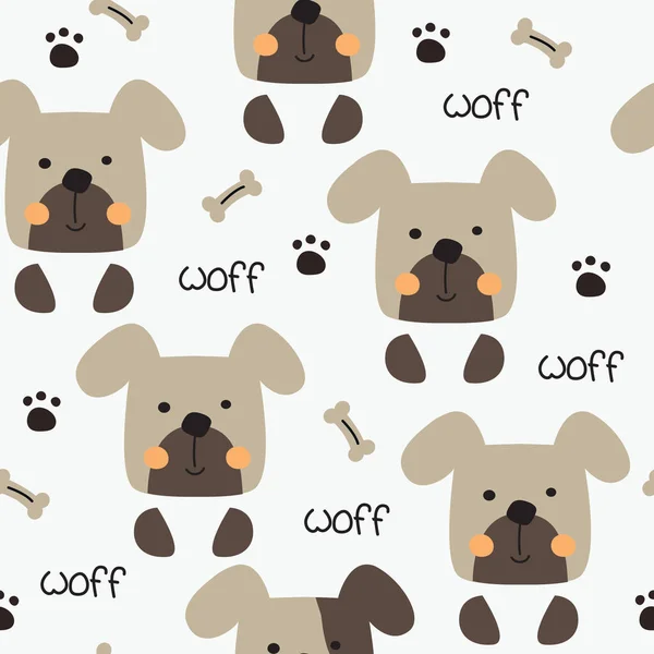 Petits Chiens Mignons Pattes Motif Sans Couture — Image vectorielle