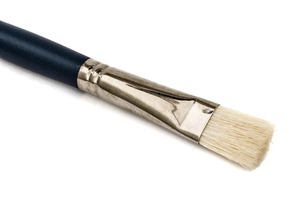 Verf penseel met een natuurlijke bristle close-up, geïsoleerd op witte b — Stockfoto