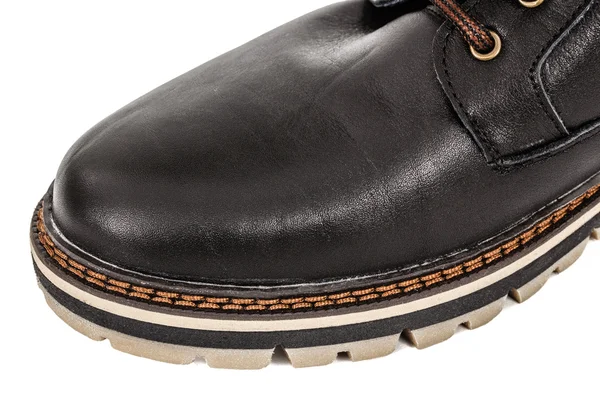 El zapato de hilo agujereado fuerte, puntada de costura primer plano, isol —  Fotos de Stock