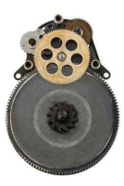 Beyaz arka plan üzerinde izole dişli tekerlekli mekanizma