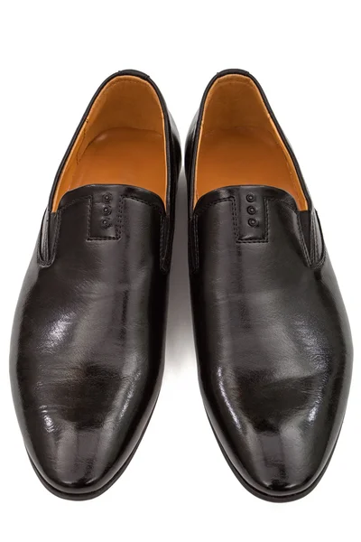 Zapatos clásicos de cuero negro para hombre, aislados sobre fondo blanco —  Fotos de Stock