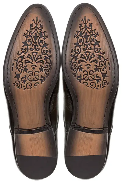Sola de couro de sapatos masculinos clássicos, isolado em backgroun branco — Fotografia de Stock