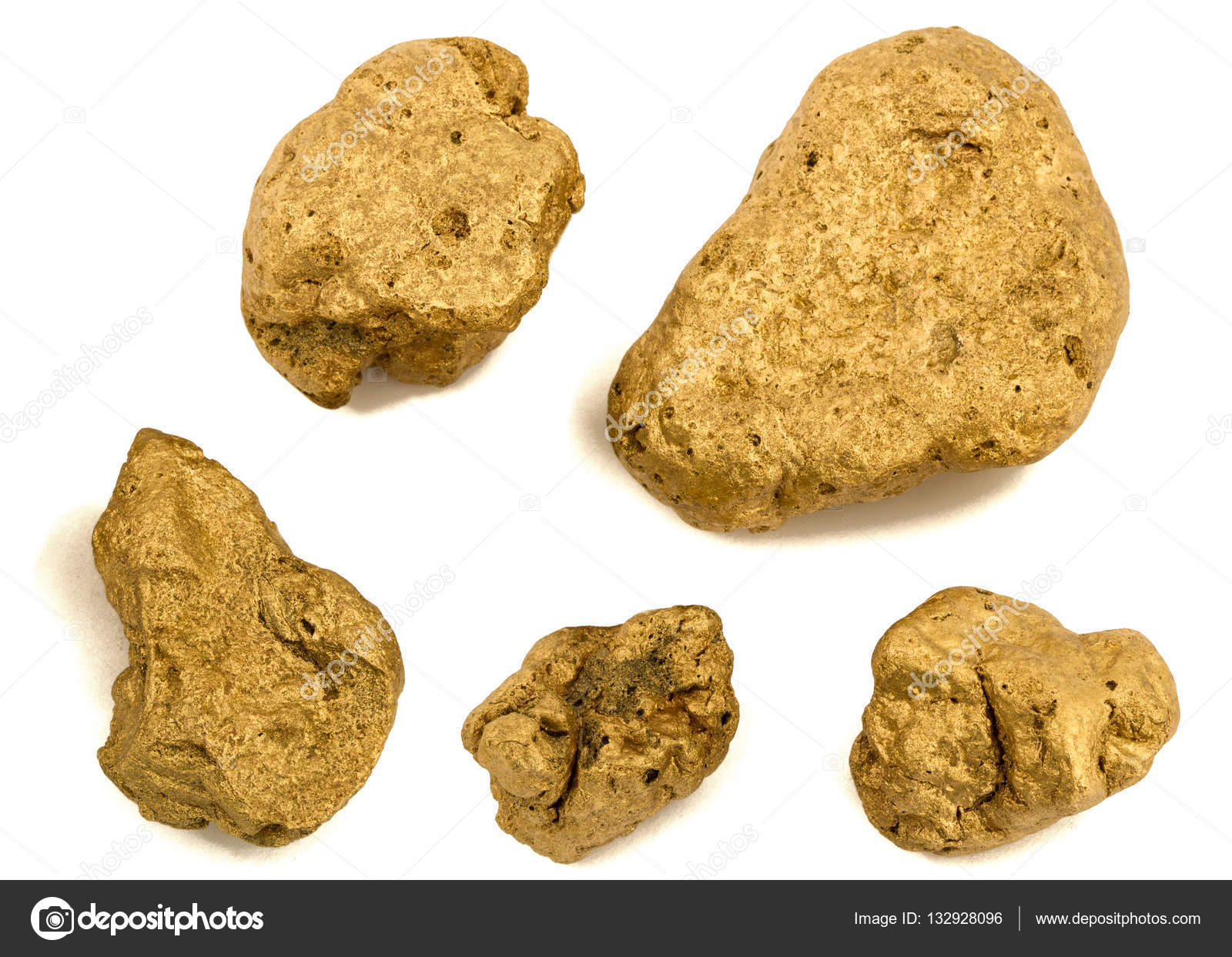 Gold nuggets, isolated on white background Stock Photo by ©kostyuchenko