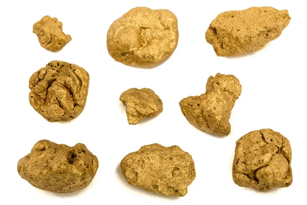 Gold nuggets, isolated on white background — Stock Photo, Image
