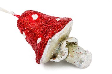 Mantar amanita, vintage dekorasyon için Noel ağacı, ayrı tut