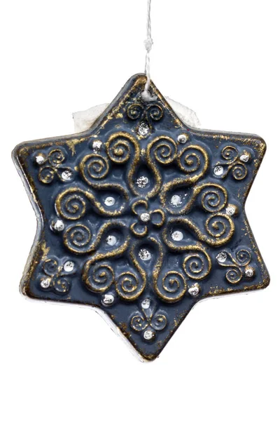 Festliche Dekoration in Form eines sechszackigen Sterns, isoliert auf — Stockfoto