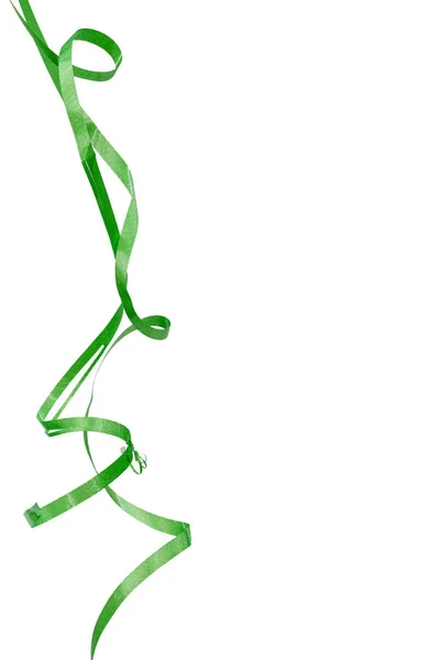 Green streamer, isolated on white background — Stock Photo, Image