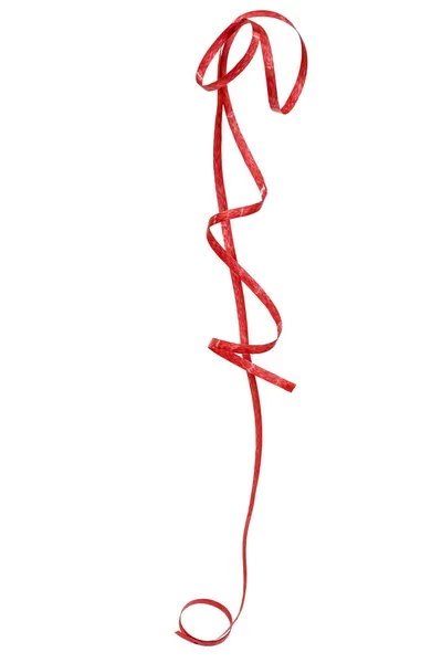 Red streamer, isolated on a white background — Stock Photo, Image