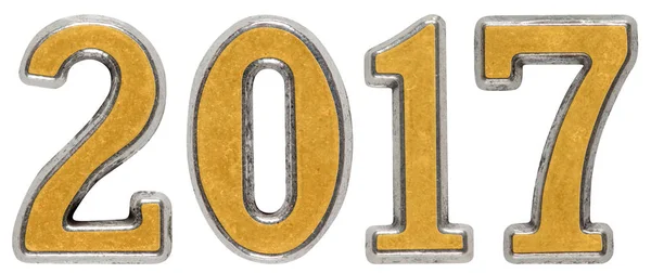 2017 yazıt, metal sayılar, beyaz arkasında izole yapılmış — Stok fotoğraf