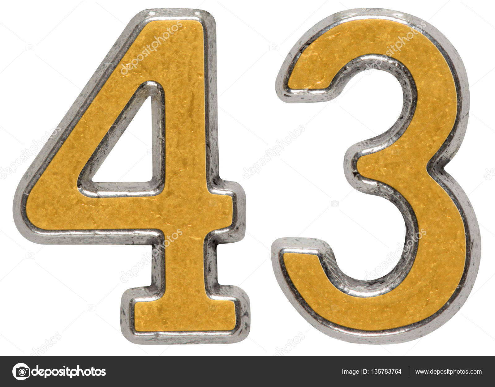 Metal numeral 43, forty-three, isolated on white background Stock ...