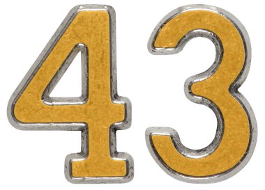 Beyaz arka plan üzerinde izole rakamı 43, 43, metal