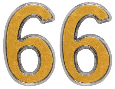 Beyaz arka plan üzerinde izole rakamı 66, 66, metal