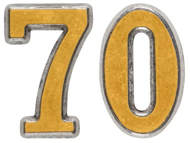 Rakamı 70, metal yetmiş, seven, izole üzerinde beyaz arka plan