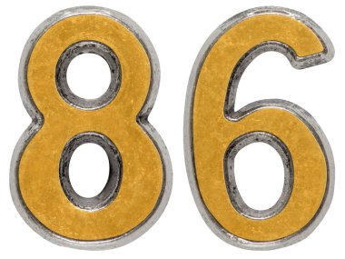 Metal sayı 86, beyaz arka plan üzerinde izole seksen altı,