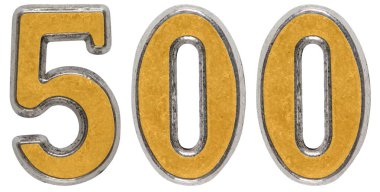 Beyaz arka plan üzerinde izole rakamı 500, 500, metal