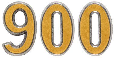 Beyaz arka plan üzerinde izole rakamı 900, dokuz yüz, metal