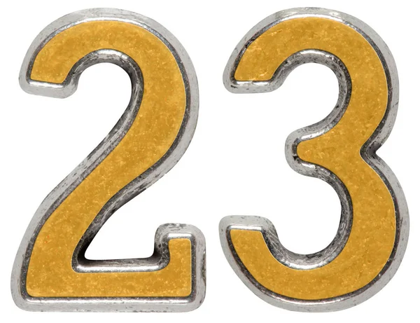 금속 숫자 23, 20-3, 흰색 배경에 고립 — 스톡 사진