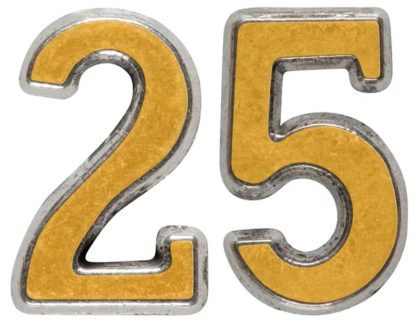 Metal numeral 25, twenty-five, isolated on white background — Stock Photo, Image