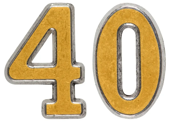 Μεταλλικό αριθμητικό 40, σαράντα, απομονώνονται σε λευκό φόντο — Φωτογραφία Αρχείου